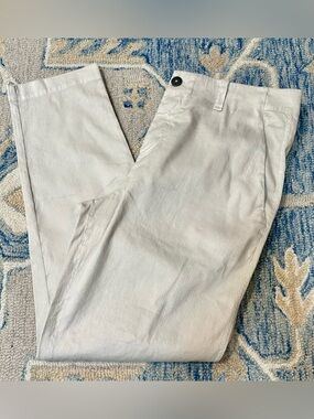 Transit Italian Ivory Pants 12 Straight Leg Linen Cotton Natural Fiber Healthy